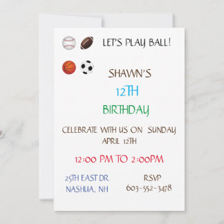 EINLADUNGEN ZUM KINDERGEBURTSTAG "LET'S PLAYBALL"