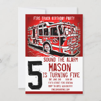 Einladungen zum Kindergeburtstag von Feuerwehrfahr