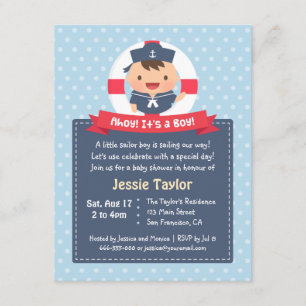 Einladungen zum kleinen Sailor Boy Nautical Baby S