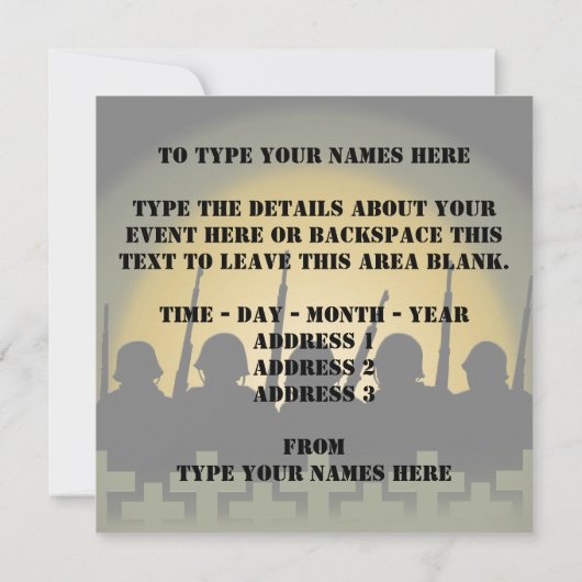 Einladungen zum Krieg, damit wir RSVP-Karten nicht (Rückseite)