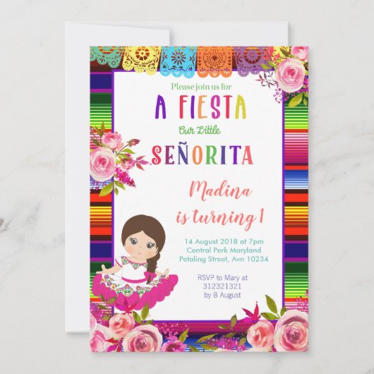 Einladungen zum mexikanischen Geburtstag (Vorderseite)