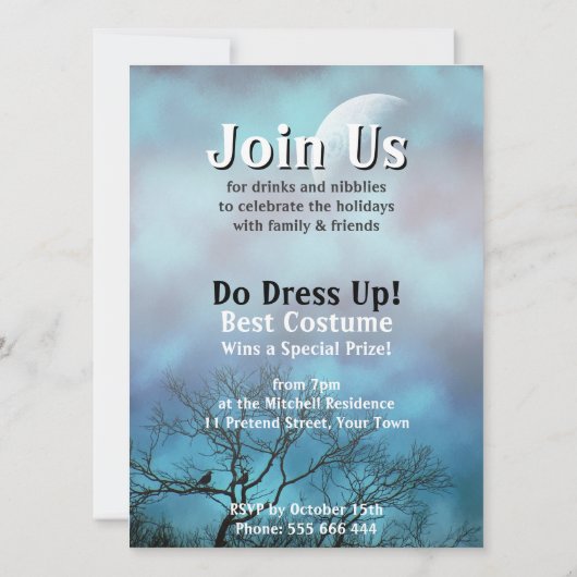 Einladungen zum Moody Moon Clouds Halloween-Party (Rückseite)