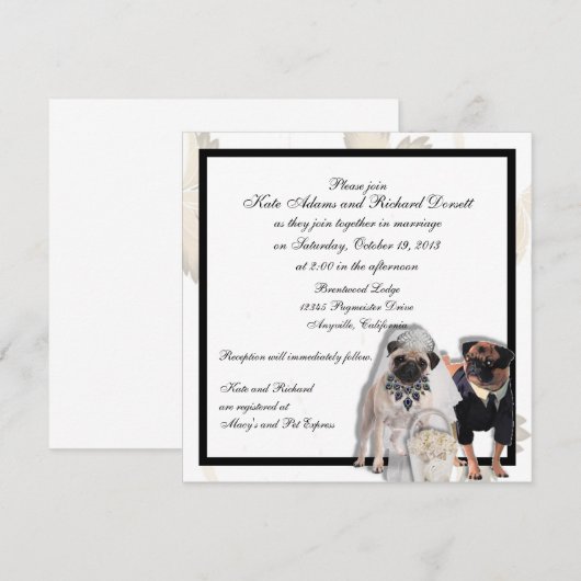 Einladungen zum Mops Hochzeit oder Jahrestag (Vorne/Hinten)