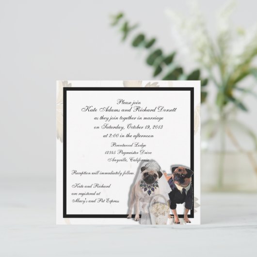 Einladungen zum Mops Hochzeit oder Jahrestag (Stehend Vorderseite)