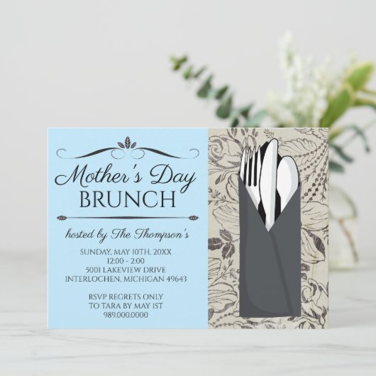 Einladungen zum Muttertag (blau) (Stehend Vorderseite)