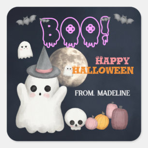 Einladungen zum niedlichen Halloween-Party Quadratischer Aufkleber