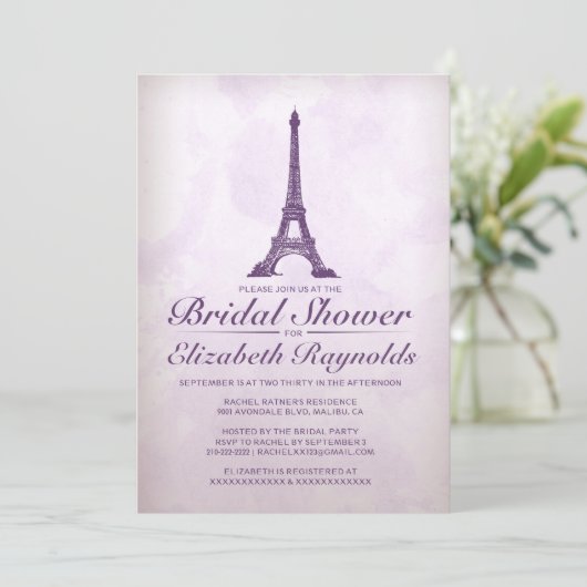 Einladungen zum offiziellen Eiffelturm Bridal (Stehend Vorderseite)