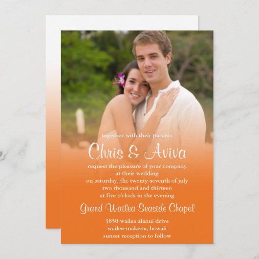 Einladungen zum Orangenen Sonnenuntergang Foto (Vorne/Hinten)