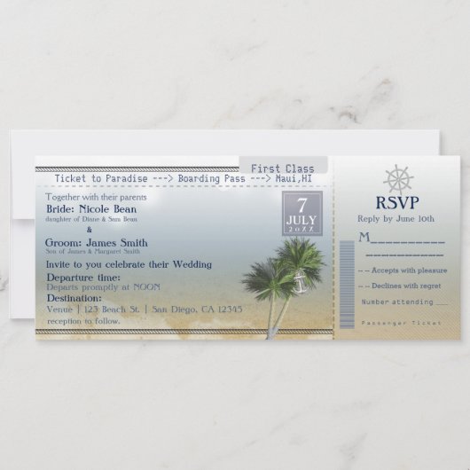 Einladungen zum Paradies für Hochzeiten (Vorderseite)