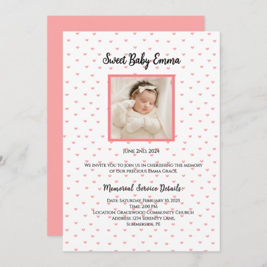 Einladungen zum personalisierten Memorial Service (Vorne/Hinten)