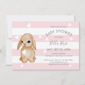 Einladungen zum Pink Gray Bunny Baby Shower (Vorderseite)