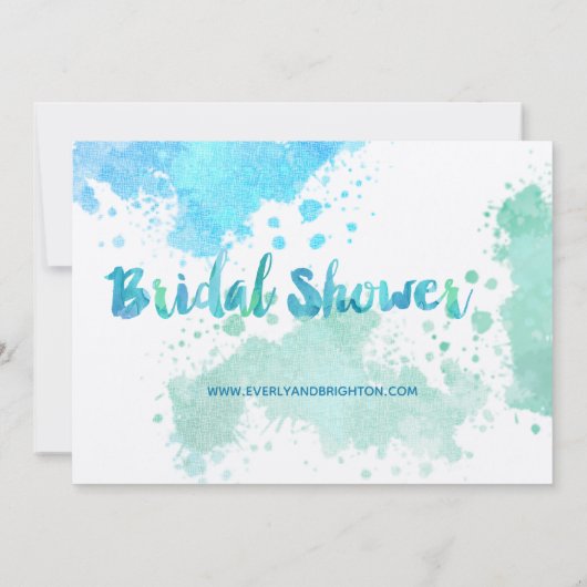 Einladungen zum Platschen Brautduschbad Paint Aqua (Rückseite)