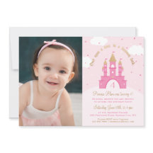 Einladungen zum Princess Party Foto | Rosa und Gol