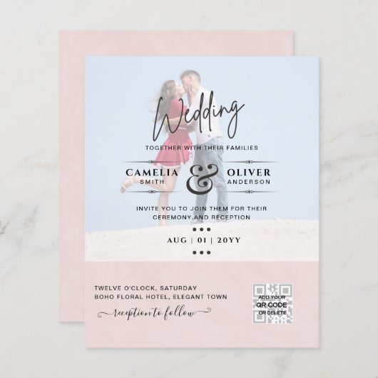 EINLADUNGEN ZUM QR-SCANNING-CODE FÜR FOTO-BREITE (Vorne/Hinten)