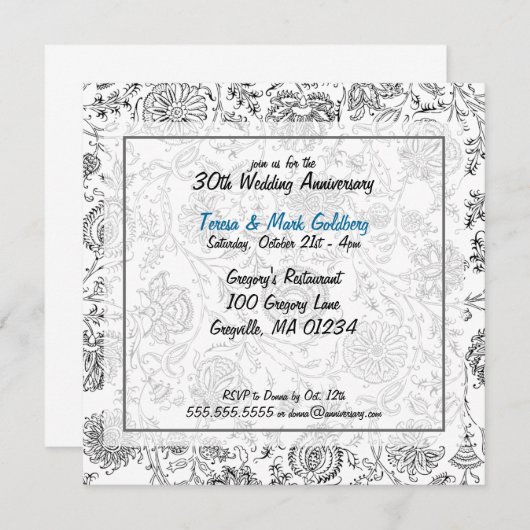 Einladungen zum Schwarz-Weiß-Hochzeitstag (Vorne/Hinten)