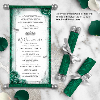 Einladungen zum Silver and Green Quince DIY Scroll