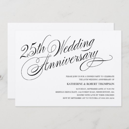 Einladungen zum Silver Wedding Jubiläum (Vorne/Hinten)