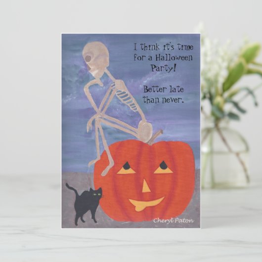 Einladungen zum Skeletton-Halloween-Party (Stehend Vorderseite)