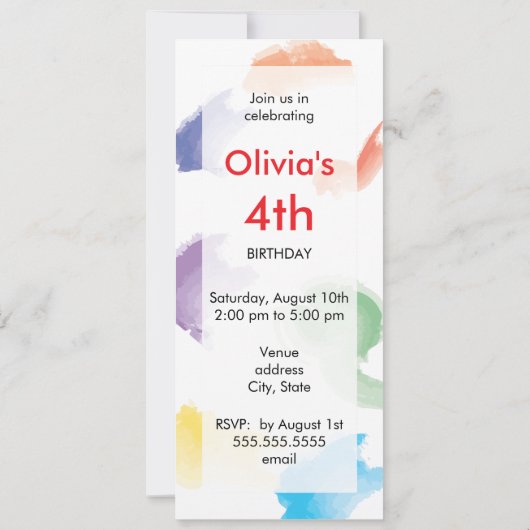 Einladungen zum Thema Crayon| Rot (Rückseite)