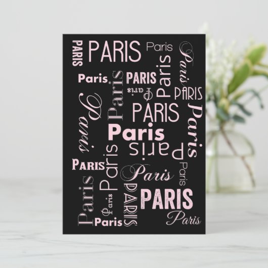 Einladungen zum Thema Paris Rosa und Schwarze Pari (Stehend Vorderseite)