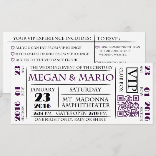 Einladungen zum Ticket (Vorne/Hinten)