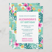 Einladungen zum Tropical Hawaii Muster zum 1. Gebu (Vorne/Hinten)