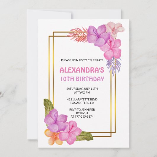 Einladungen zum Tropischen Party zum 10. Geburtsta (Vorderseite)