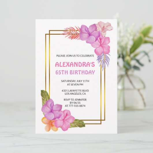 Einladungen zum Tropischen Party zum 65. Geburtsta (Stehend Vorderseite)