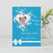 Einladungen zum Türkis- und Weißherz-Hochzeitsfest (Stehend Vorderseite)