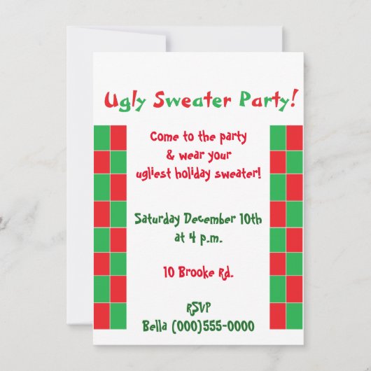 Einladungen zum "Ugly Sweater Party" (Vorderseite)