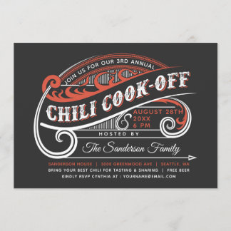 Einladungen zum Vintage-Retro-Chili-Kochwettbewerb
