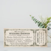 Einladungen zum Vintage Wedding Shower Ticket I (Stehend Vorderseite)