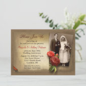 Einladungen zum Vintagen extravaganten Hochzeitsta (Stehend Vorderseite)