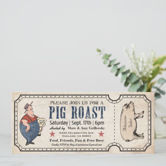 Einladungen zum Vintagen Schweinefleischroast (Stehend Vorderseite)