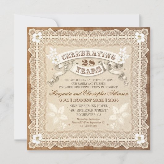 Einladungen zum Vintagen Spitzentypografie (Vorderseite)