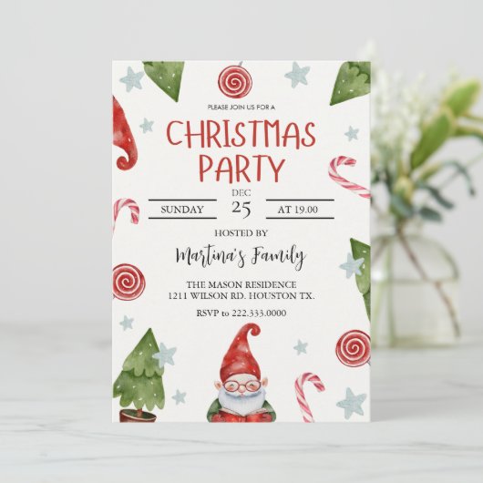 Einladungen zum Weihnachtsessen (Stehend Vorderseite)