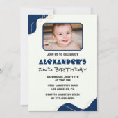 Einladungen zum zweiten Geburtstag Boy Navy Simple (Vorderseite)