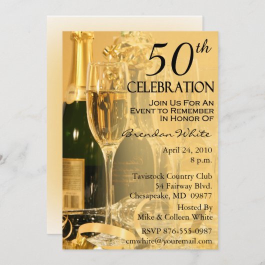 Einladungen zur 50. Geburtstagspartei (Vorne/Hinten)