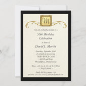 Einladungen zur 50. Geburtstagspartei - Gold Monog (Rückseite)