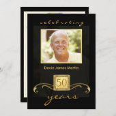 Einladungen zur 50. Geburtstagspartei - Gold Monog (Vorne/Hinten)