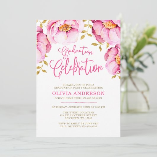 Einladungen zur Abstufung der Wasserfarben in Rosa (Stehend Vorderseite)