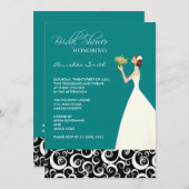 Einladungen zur aquamarinen und Black Bridal Dusch (Vorne/Hinten)