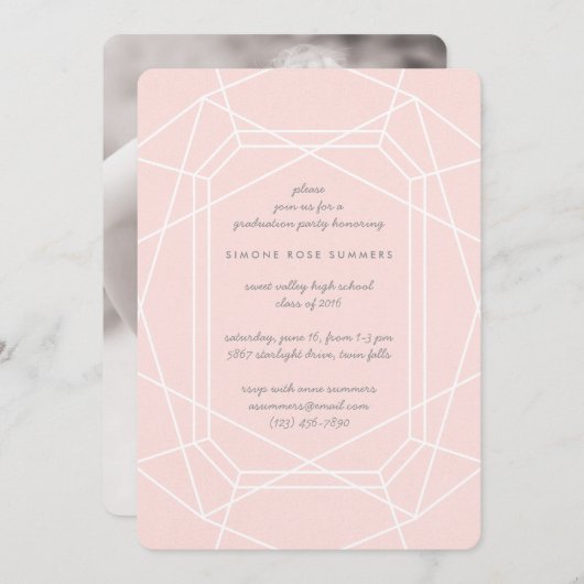 Einladungen zur atemberaubenden Gem Chic Graduatio (Vorne/Hinten)