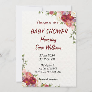 Einladungen zur Babyparty für Mädchen mit Blumenmu