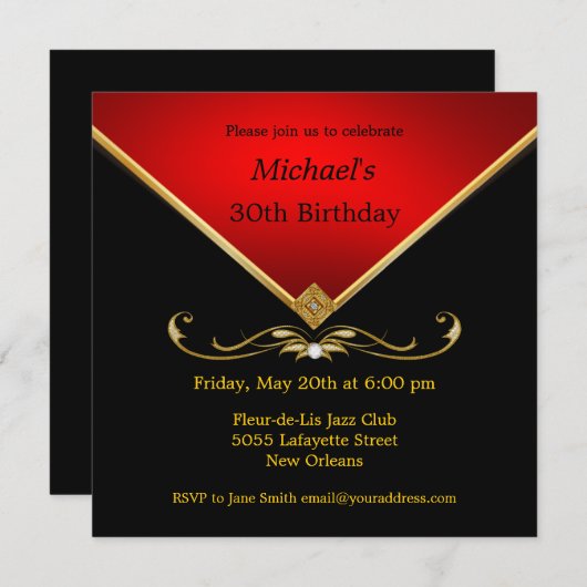 Einladungen zur Birthday Party in Gold (Vorne/Hinten)