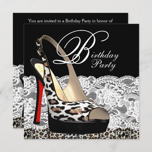 Einladungen zur Birthday Party in White Lace Red L (Vorne/Hinten)