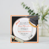 Einladungen zur Black and Orange Graduation Party (Stehend Vorderseite)