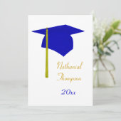 Einladungen zur Blauen und gelben Graduation Cap & (Stehend Vorderseite)