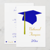 Einladungen zur Blauen und gelben Graduation Cap & (Vorne/Hinten)
