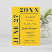 Einladungen zur Blauen und Gelben Graduation Party (Stehend Vorderseite)